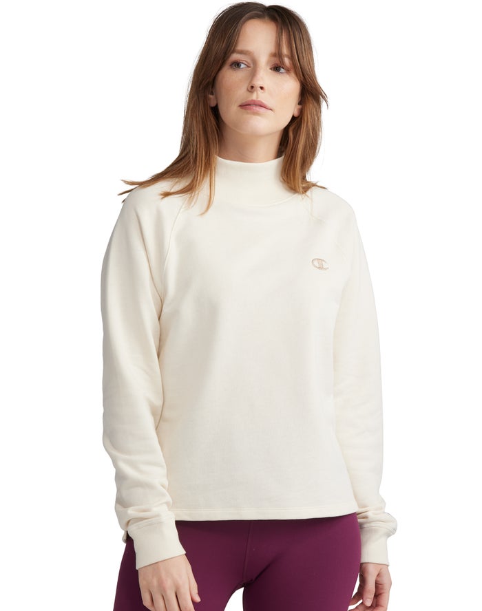 Champion Powerblend Fleece Mock Neck Embroidered Logo Sweatshirt Dames - Room - Belgie 8613NCOGT